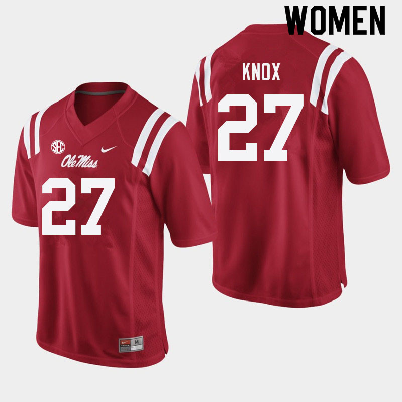 Jalen Knox Ole Miss Rebels NCAA Women's Red #27 Stitched Limited College Football Jersey TNX1358FQ